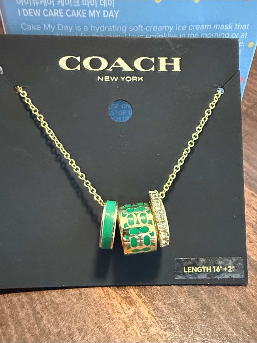 Coach Necklace with Green and Gold Charms NWT Retail $128